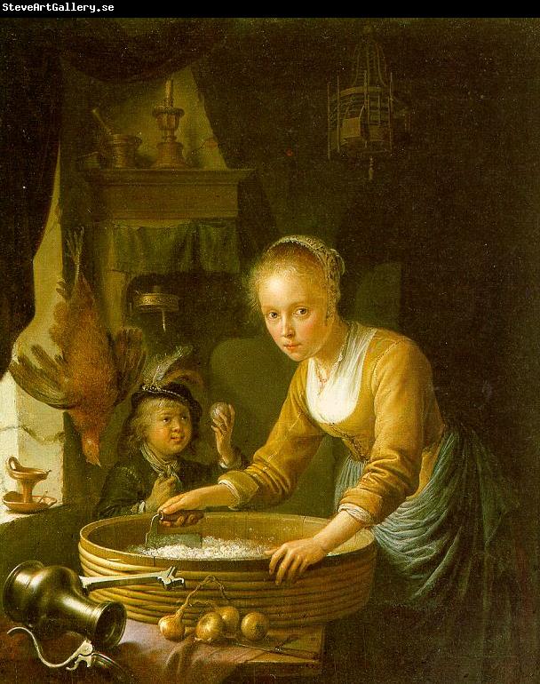 Gerrit Dou Girl Chopping Onions